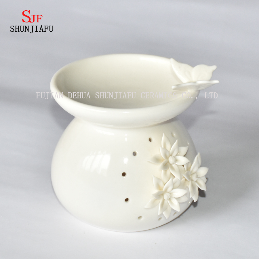 Aroma Lampe Weiß Keramik Ölwärmer Teelichthalter