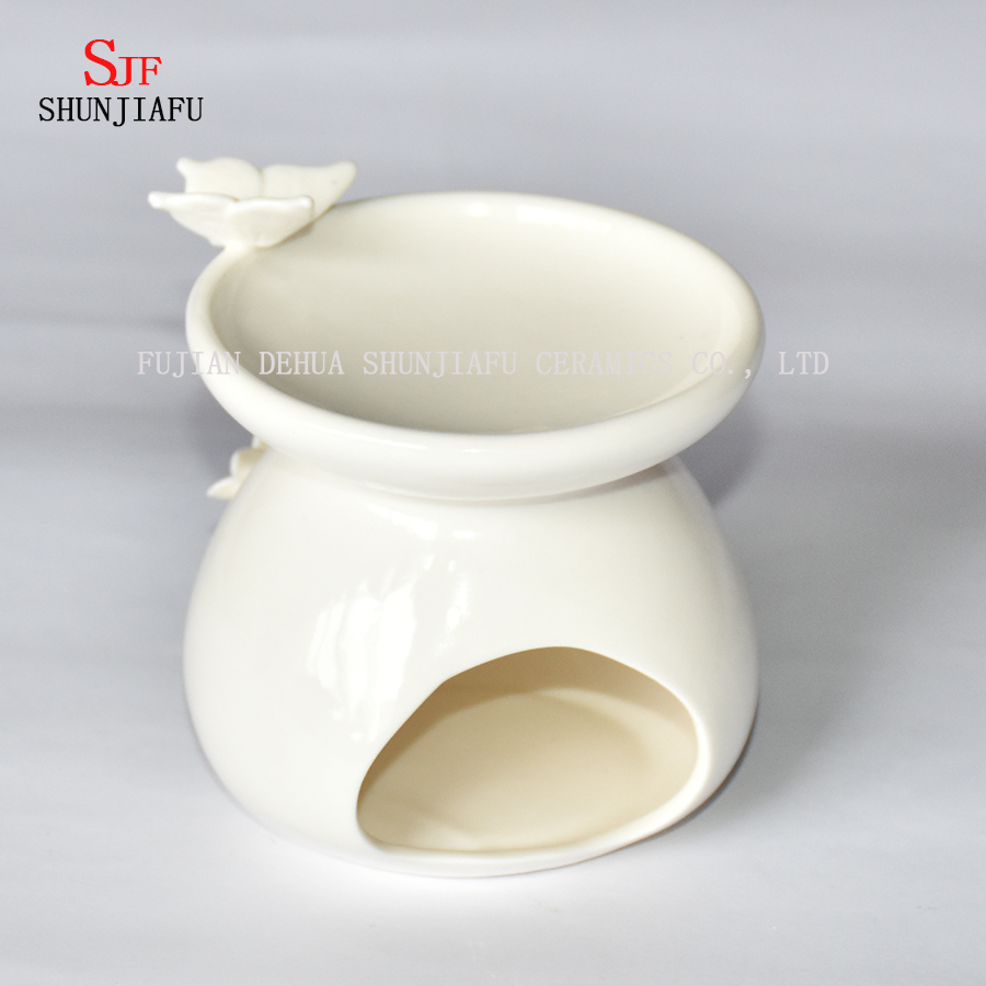 Aroma Lampe Weiß Keramik Ölwärmer Teelichthalter