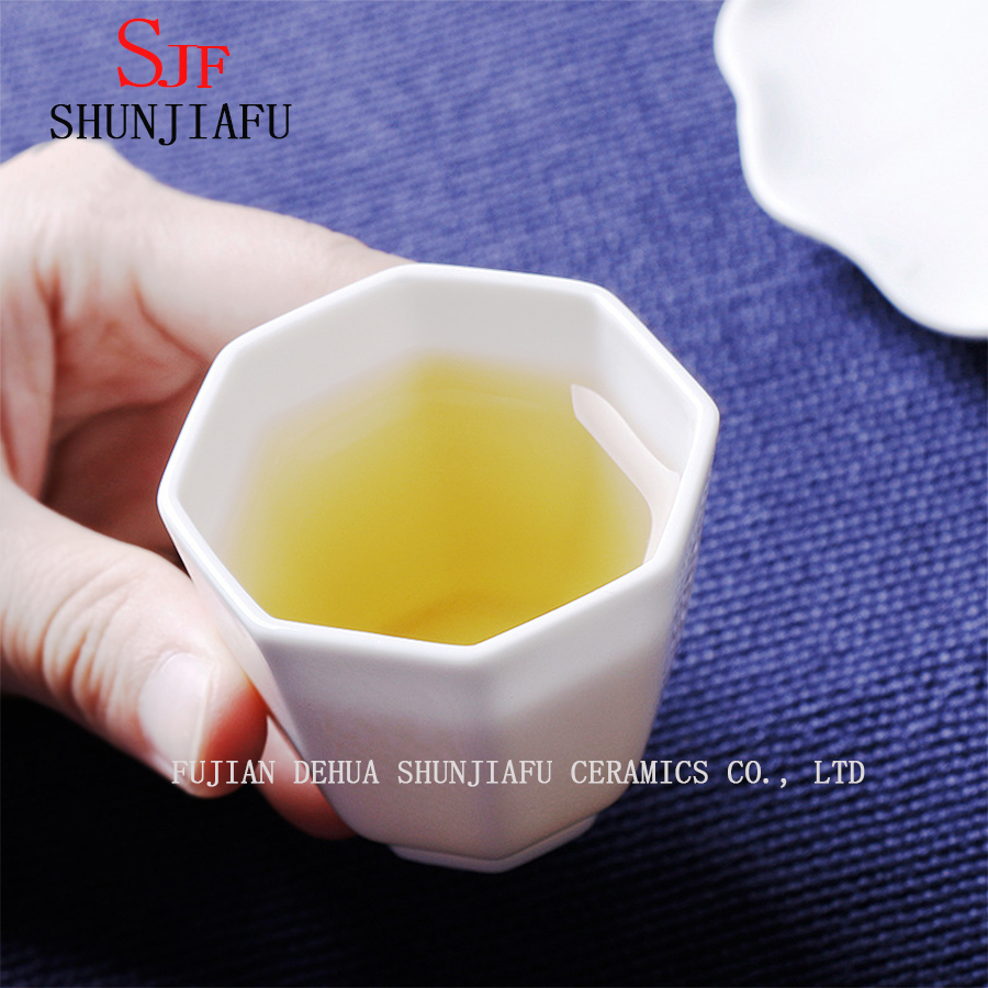 Hochwertige Brilliant White Porecelain Vital Teetasse, Octagon Cup Keramik