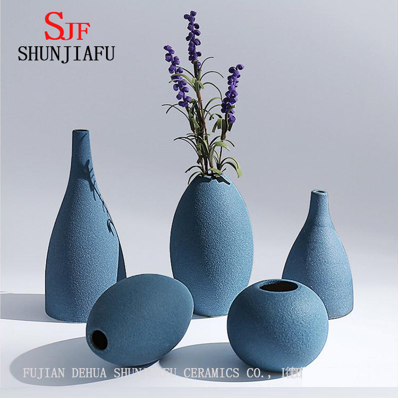 Europ&auml;ische Stil moderne matte blaue und schwarze Keramikvase