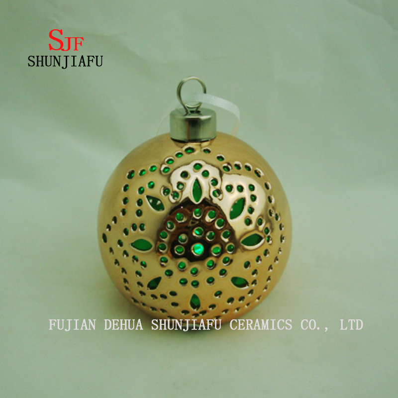 Sph&auml;rischer galvanisierter Keramikkerzenst&auml;nder, Kerzenleuchter aus Porzellankerze / a