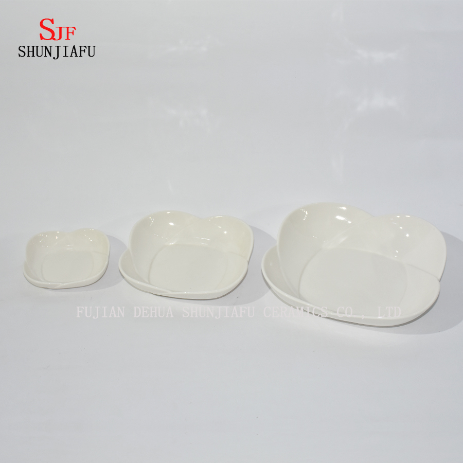 Geschirrteller aus wei&szlig;em Porzellan Geschirrteller Gemalte Dip-Sauce f&uuml;r Vorspeise, Dessert, Salat, Snack, Sushi, Obst, Brot - 4er-Set