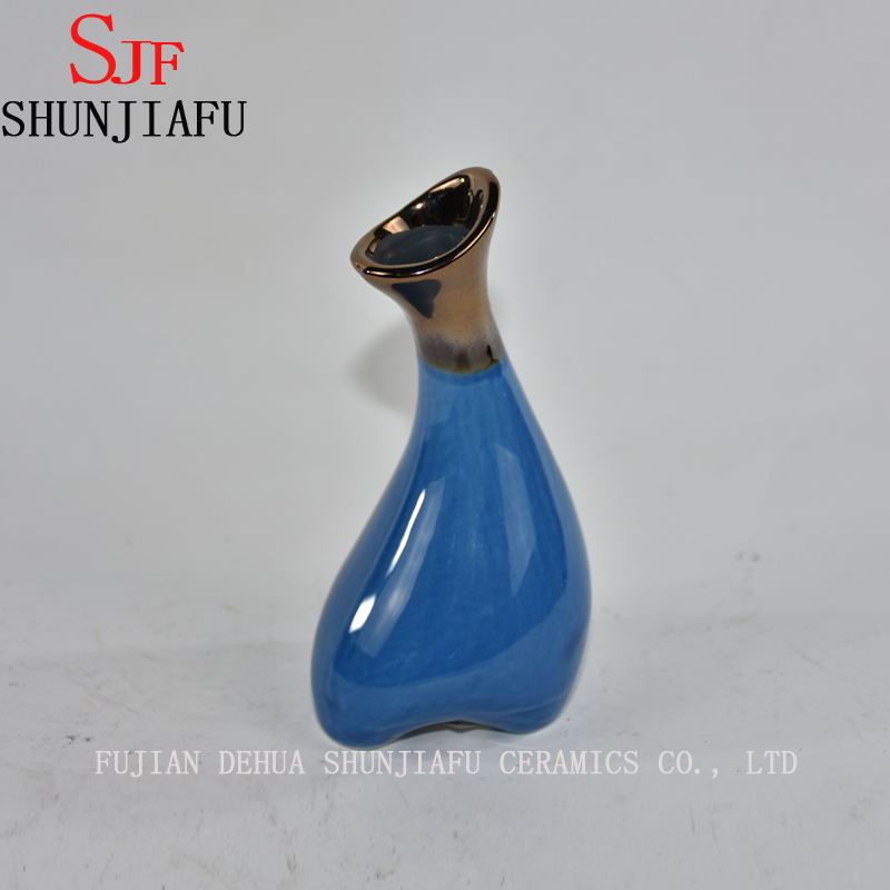 Keramische Blumenvase f&uuml;r die Heimdekoration Glasiertes Wasser Finish (Blau)