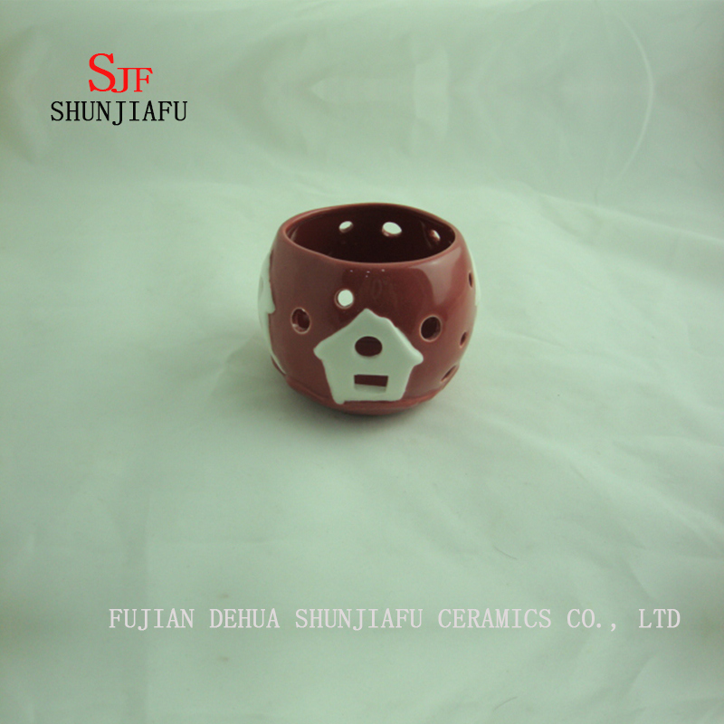 Kerzenhalter aus Keramikkerzen f&uuml;r Lichter, rote Farbe / a