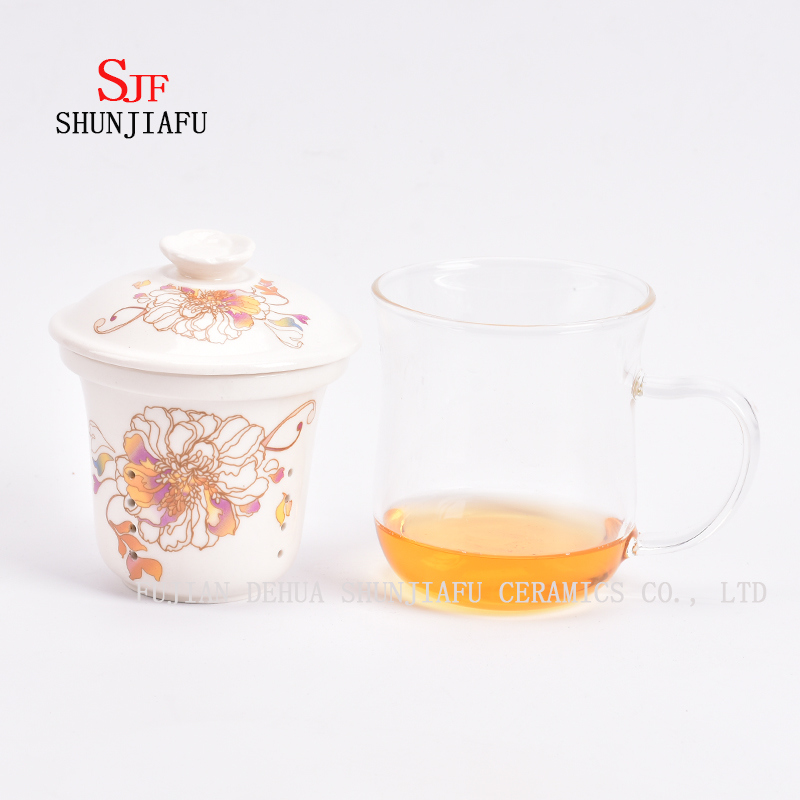 Blumentee Tasse Keramik Filterglas 400ml