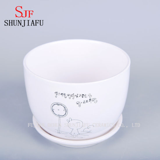 Einfache Art Kaninchen Keramik Pflanzgefäße, runde Blumentöpfe