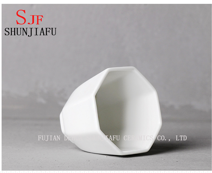 Hochwertige Brilliant White Porecelain Vital Teetasse, Octagon Cup Keramik