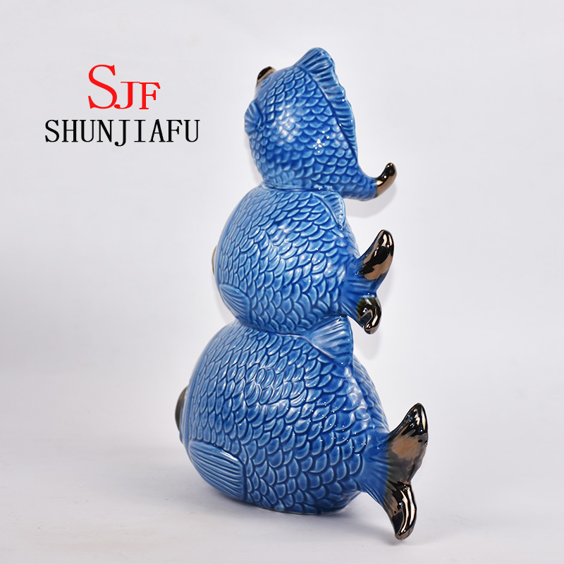 Keramik Drei Fische Harmonische Familie f&uuml;r Heimdekorationen