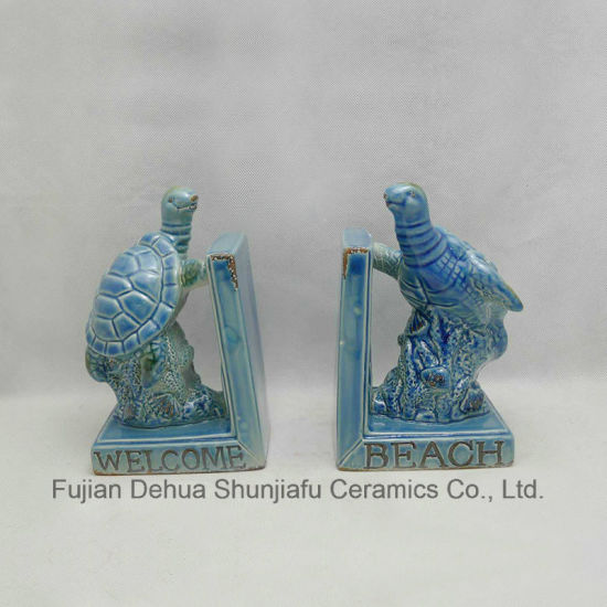 Keramik Buchstützen mit kleiner Schildkröte für Hauptdekoration