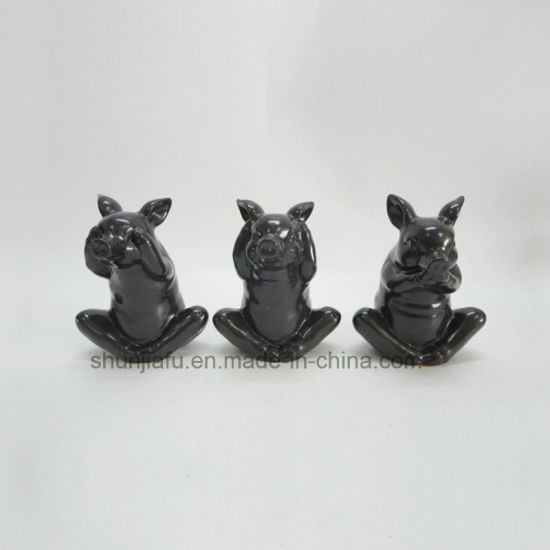 Keramikmaterial - Drei kleine Schweine Weiß und Schwarz