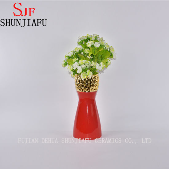 Kleine Keramik-Blumenvase im Morden-Stil für die Inneneinrichtung (rot)