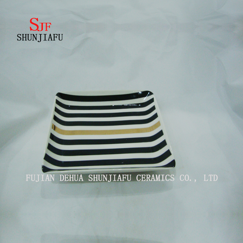 Western Food Teller Keramikgeschirr Beefsteak Gerichte Fisch Japanisches Sushi Gericht Obst Gem&uuml;se Salatplatte (Streifenmuster)