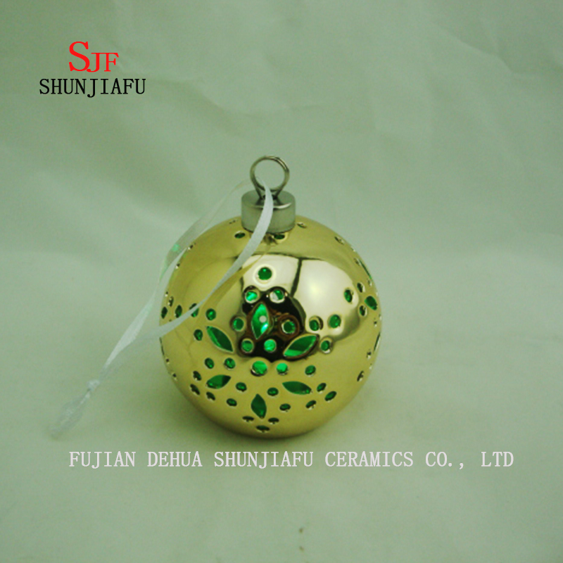 Sph&auml;rischer galvanisierter Keramikkerzenst&auml;nder, Porzellankerzenleuchter / E.