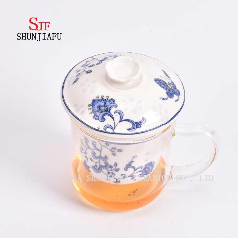 400ml Kreative Geschenke Doppelwand Glas Teesieb Kaffeebecher, Glas Teetassen mit Deckel
