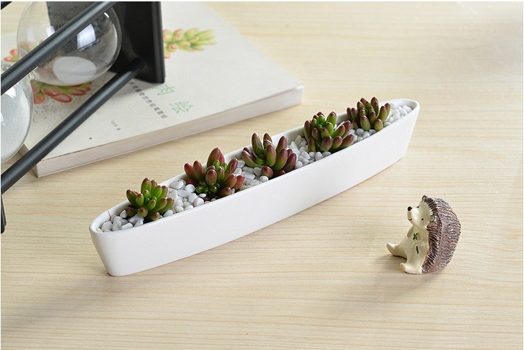 Mini personalisierte Keramik Olive Boat Shaped White Flowerpot