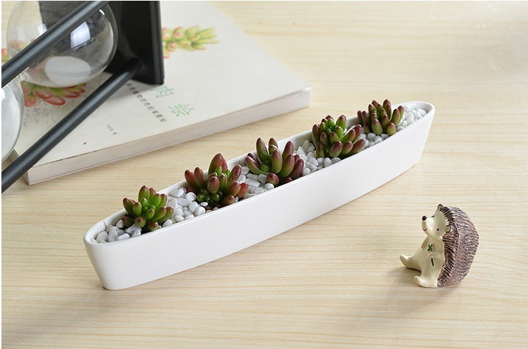 Mini personalisierte Keramik Olive Boat Shaped White Flowerpot