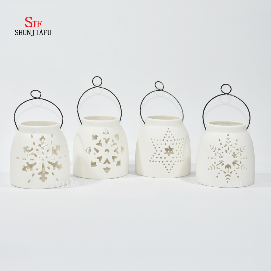 Wei&szlig;e Keramik Design Teelicht Sturm Laterne