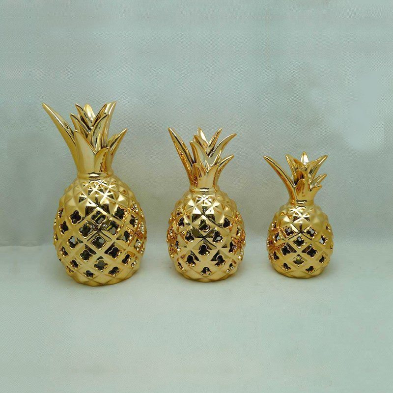 Galvanisierte Keramik Gold Ananas Home Decoration LED