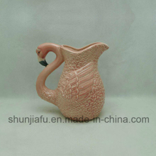 Keramikvase mit rosa Flamingos