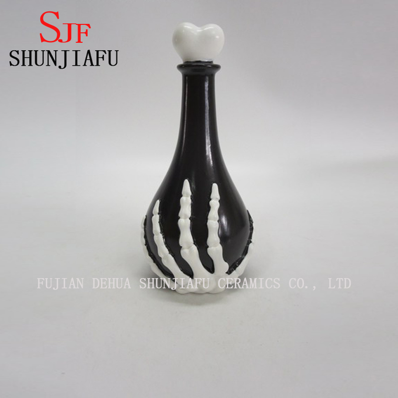 Keramik Andenken Sch&auml;del Ornamente Flasche