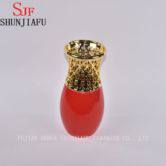Kleine Keramik-Blumenvase im Morden-Stil für die Inneneinrichtung (rot)