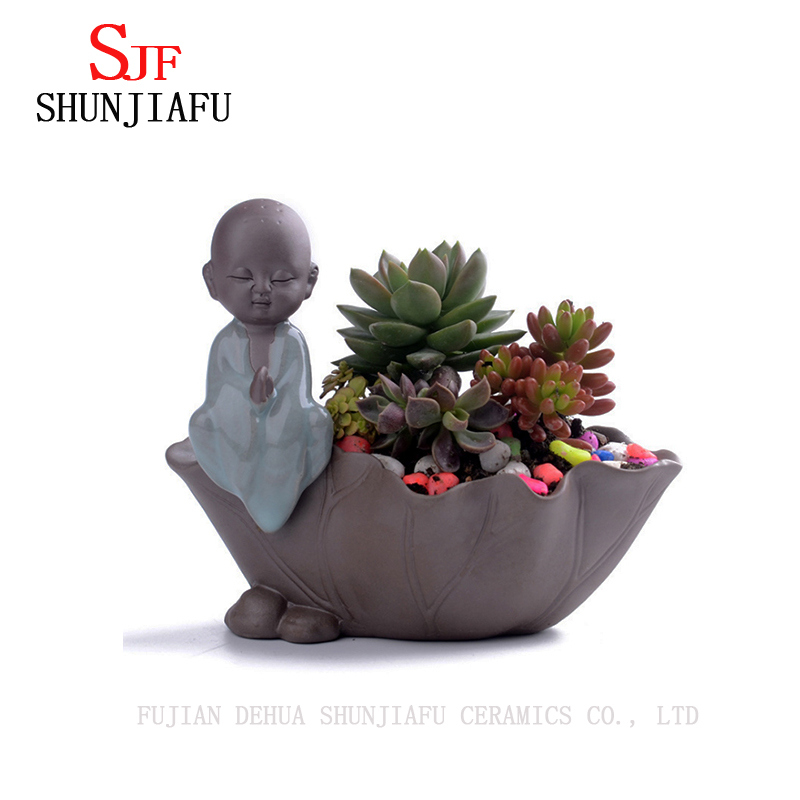 Keramik Haus / Garten Chinese Cute Little Buddhist Monk Design Blumentopf