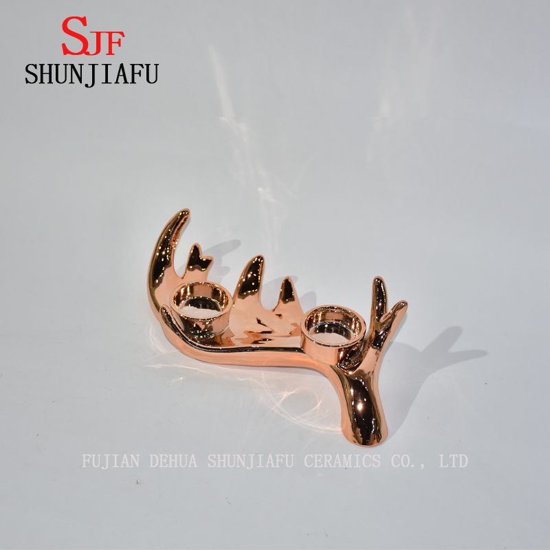 Electroplate Ceramic Deer Candle Stand f&uuml;r Heimdekoration / Weihnachtsfest