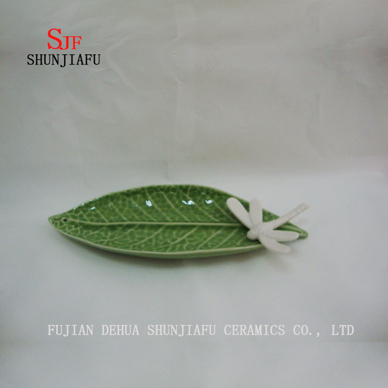 Green Leaf Ceramic Hq Dish Sauce Eintauchen Geschirrteller