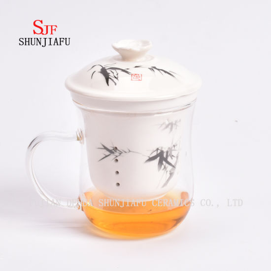 Kreative transparente Tasse Glas & Keramik Tee Infuser Tasse