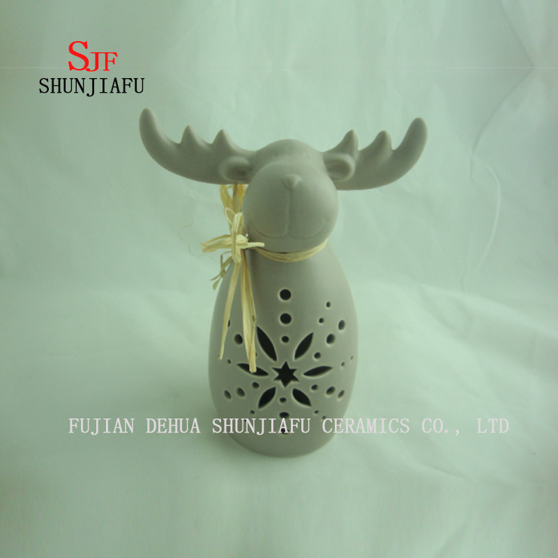 Niedlicher Hirschkopf dekorative Kunst wei&szlig;e Beleuchtung Schlafzimmer, Keramik / a