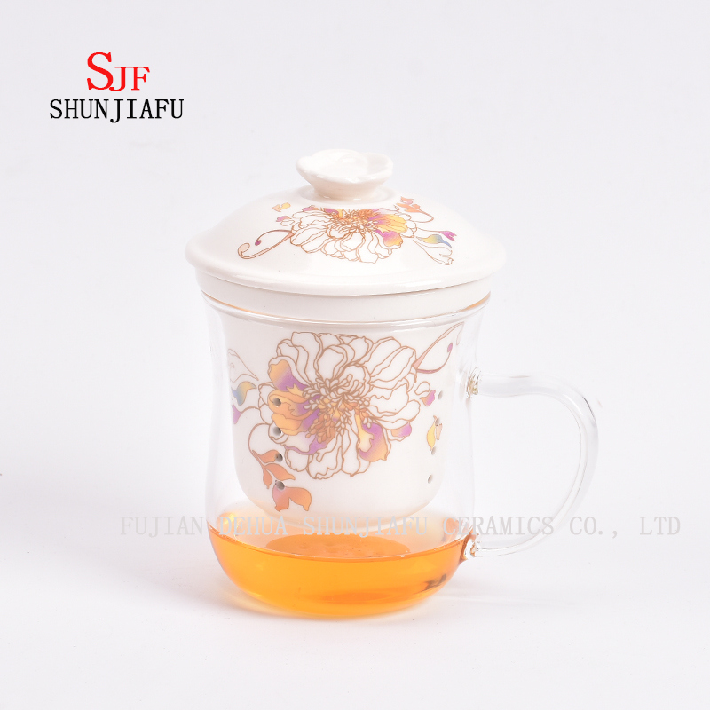 Blumentee Tasse Keramik Filterglas 400ml