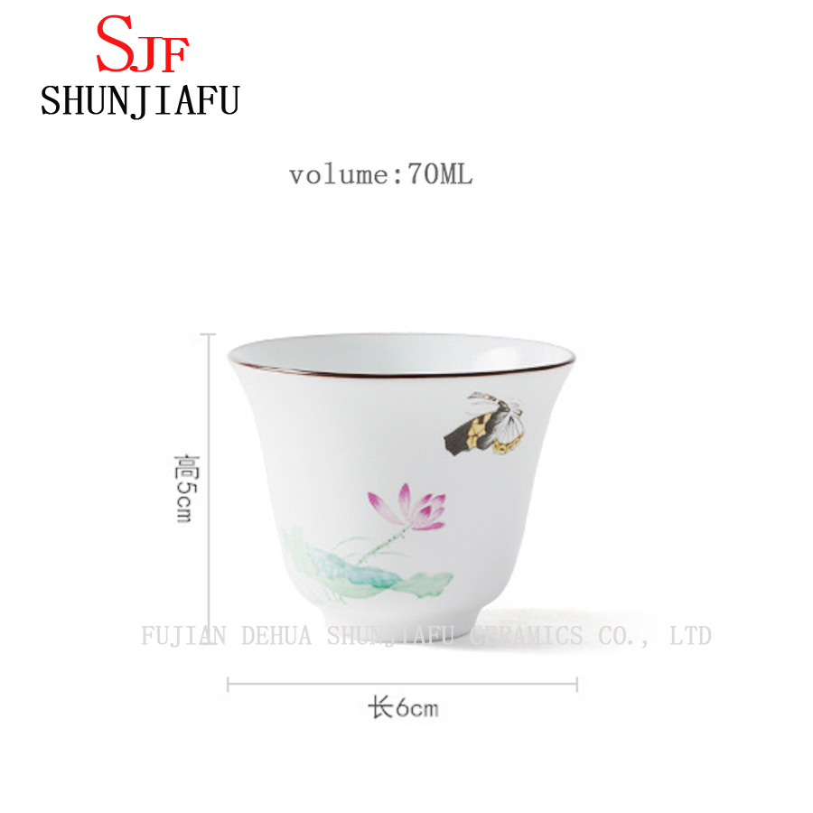 Hochwertige handgemachte Farbe Lotus Keramik Kung Fu Teetasse
