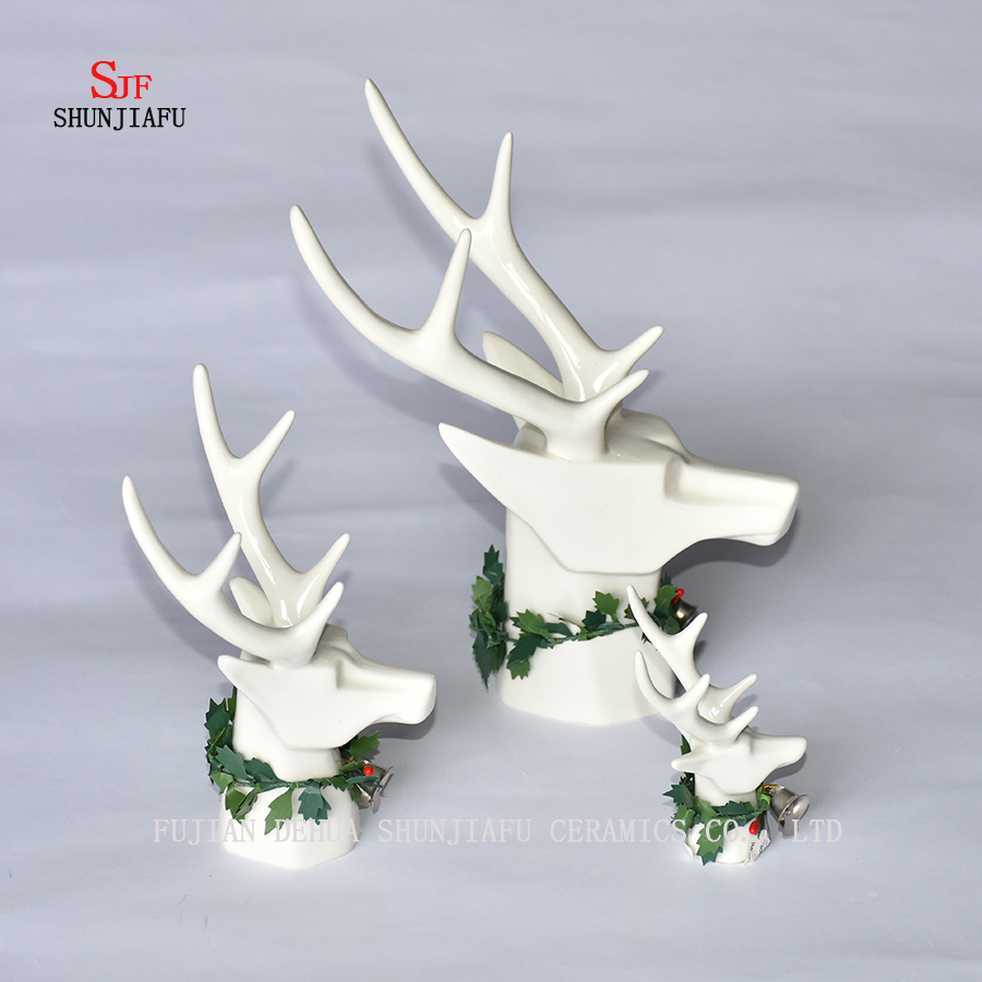 Viel Gl&uuml;ck; Keramik Hirsch Form Weihnachtsdekoration, Weihnachtsgeschenk.