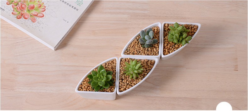 Wei&szlig;er Keramik-Blumentopf mit dreieckigem Boden, verschiedene kalte Gerichte