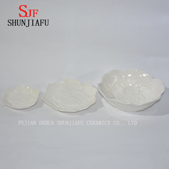Lotus Shaped Ceramic White Dish für Küchen- / Essgeschirr