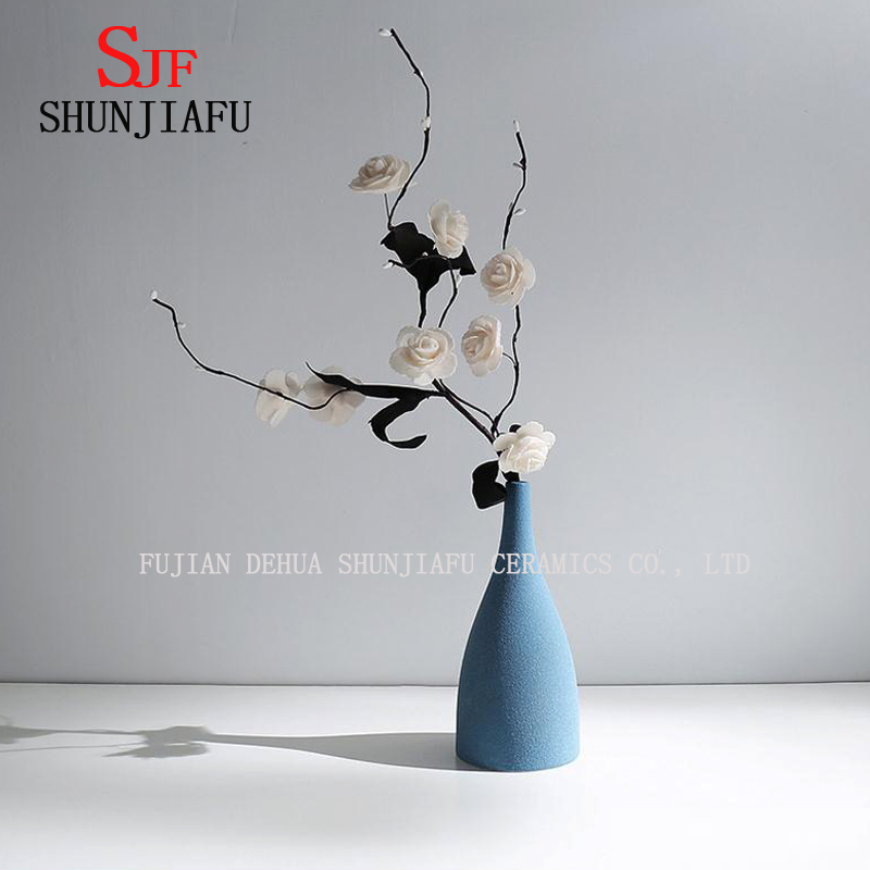 Europ&auml;ische Stil moderne matte blaue und schwarze Keramikvase