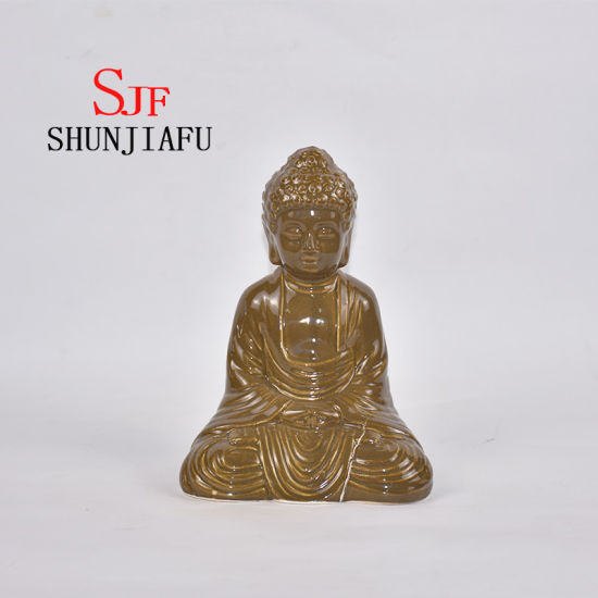Keramik sitzender Buddha für Hauptdekoration / Schreibtischdekoration