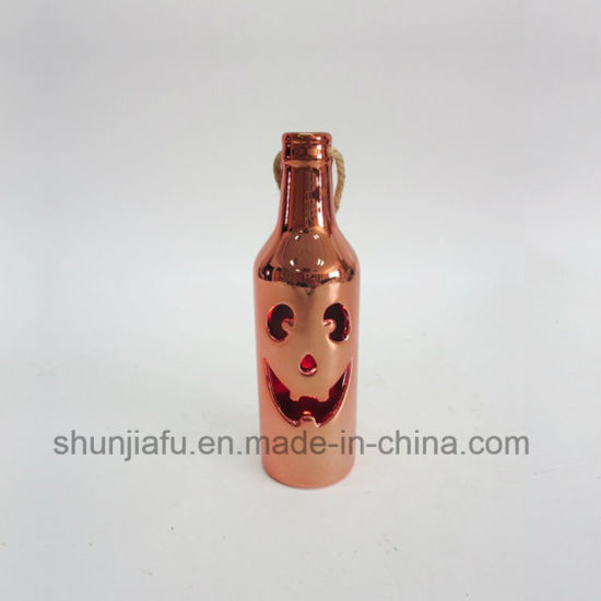Hot Sale Flaschenform Keramik Halloween Dekorationen mit LED-Funktion
