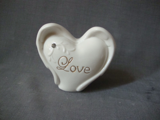 Porzellan Home Decorations Herz geformt mit k&uuml;nstlichem Kristall, wei&szlig;