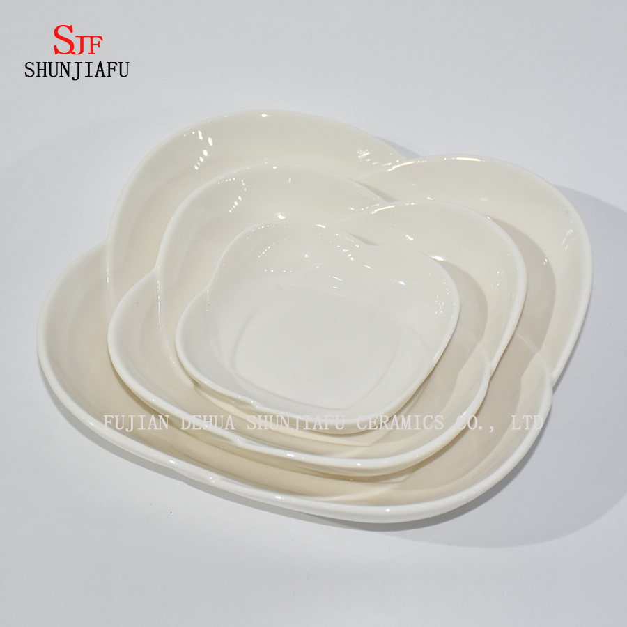 Verschiedene Formen. Wei&szlig;es Porzellan Geschirr Service Teller Sauce Dish