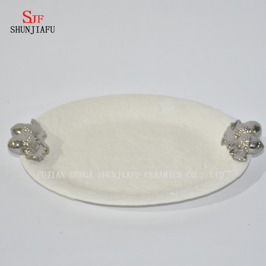 Wei&szlig;es Porzellan Drei kleine Tartan Untertassen Gericht f&uuml;r Vorspeise, Dessert, Salat, Snack, Sushi, Obst, Brot