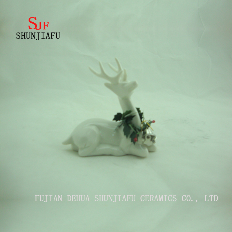 Keramikhirsch sitzen in der Bodenform Desktop-Dekoration, Weihnachtsgeschenk / B.