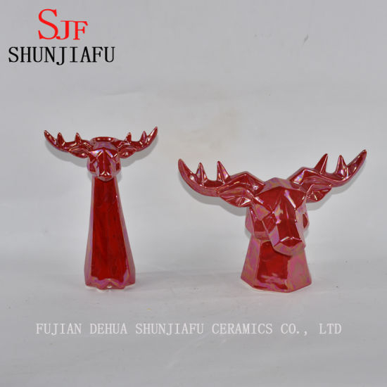 Keramik Antilope Kopf für Home Decoration Pearl Glazed Finish Rot