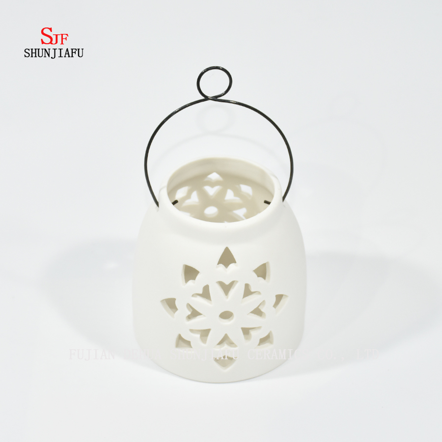 Wei&szlig;e Keramik Design Teelicht Sturm Laterne