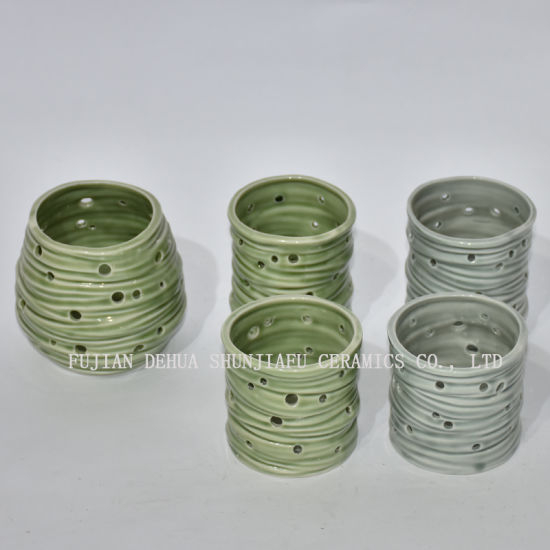 Keramikkerzenhalter für die tägliche Dekoration Grün