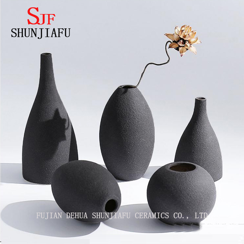 Europ&auml;ische Stil moderne matte blaue und schwarze Keramikvase