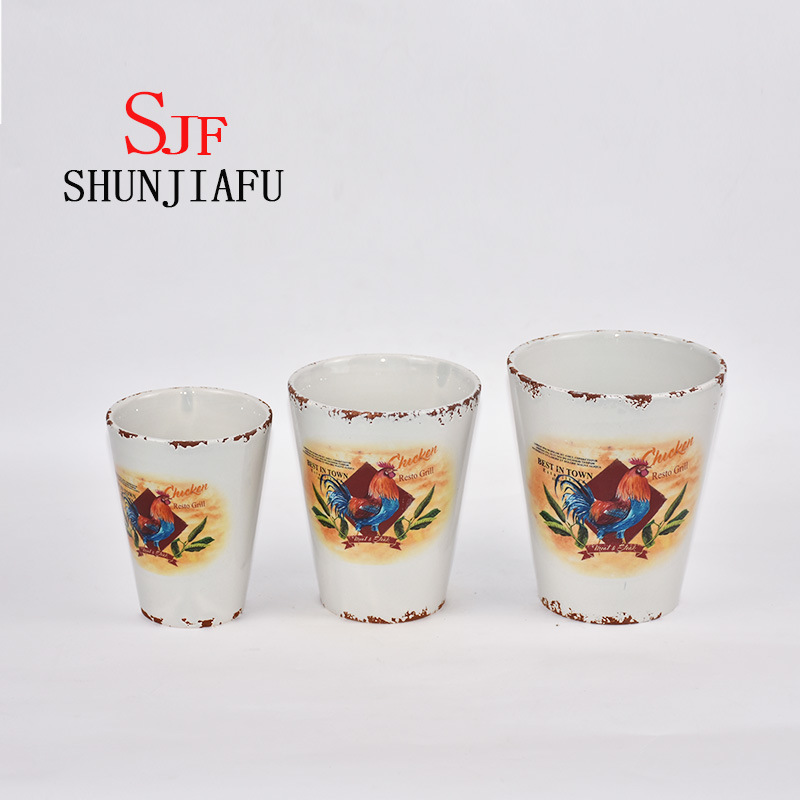 3 Gr&ouml;&szlig;e Vintage dekorative Keramik Pflanze Mister K&uuml;rbis Blumentopf