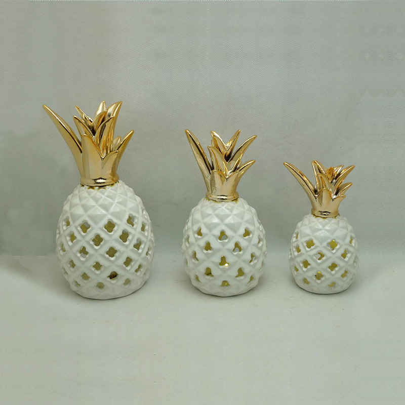 Galvanisierte Keramik Gold Ananas Home Decoration LED