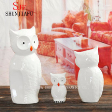 3 PCS / Set kreative weiße Keramik Eule dekorative Wohnkultur Ornamente