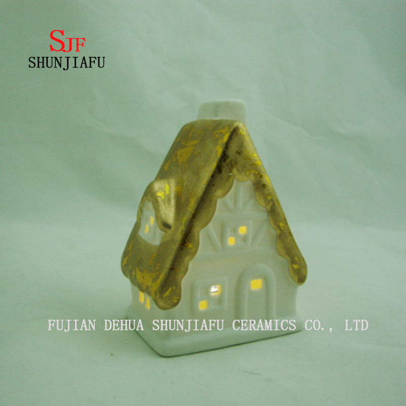 Kleines Haus Kerzenhalter Leuchtturm - Keramik Kerzenhalter - H.